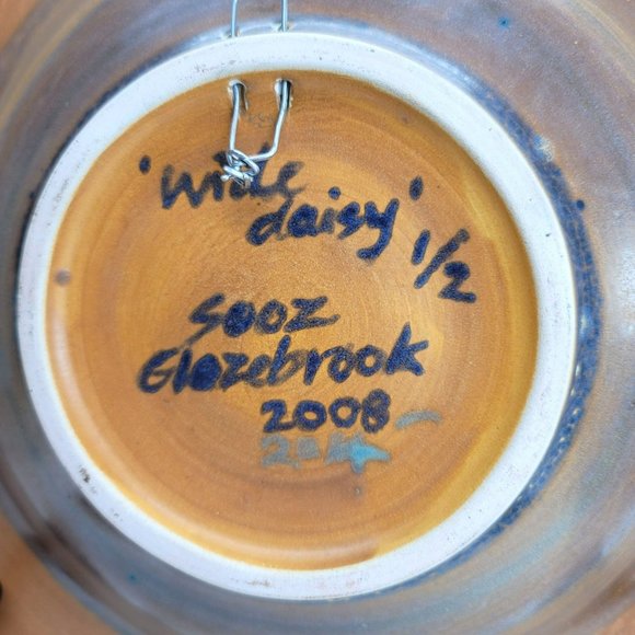 Sooz Glazebrook Art Pottery Bowl Plate Wild Daisy Signed Cypress Swirl JS8134 - Picture 5 of 8